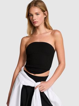 Victoria's Secret - PINK The Cinched Cotton Strapless Black Corset Bralette