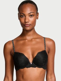 Victoria's Secret - Black Dream Angels Twinkle Strap Lace Push-Up Bra