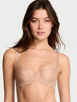 Victoria's Secret - Beige Dream Angels Wicked Twinkle Strap Unlined Lace Balconette Bra