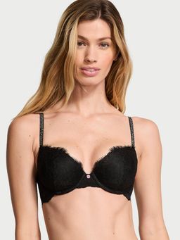 Victoria's Secret - Dream Angels Twinkle Strap Lace Classic Coverage Demi Black Bra