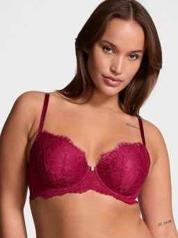 Victoria's Secret - Dream Angels Twinkle Strap Lace Classic Coverage Demi Maroon Bra