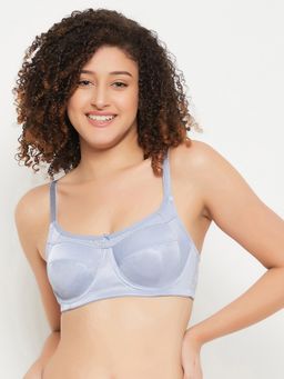 Clovia - Polyester Solid Non-Padded Full Cup Underwired Minimizer Bra - Blue