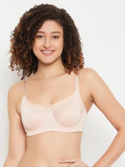 Clovia - Polyester Solid Non-Padded Full Cup Underwired Minimizer Bra - Beige