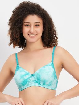 Clovia - Polyamide Printed Padded Full Cup Wire Free Everyday Bra - Blue