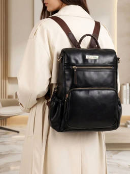 VISMIINTREND - Women Backpacks Black Texteured Vegan Leather