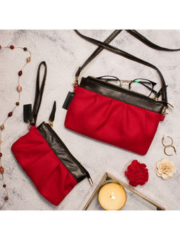 Visual Echoes - Color Burst Sling and Wristlet Wallet Combo Passionate Red (Set of 3)