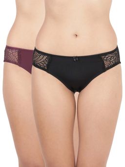 BLOSSOM - Womens Lace Side Panels,Soft Polyamide,Mid-Rise Brief (Pack of 2)