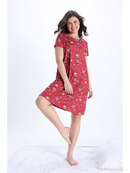 Zivame - Knit Poly Mid Length Nightdress - Salsa