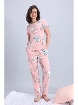 Zivame - Knit Cotton Pyjama and T-shirt- Blossom