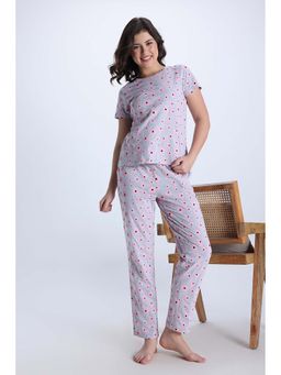 Zivame - Knit Cotton Pyjama and T-shirt - Grey Melange1