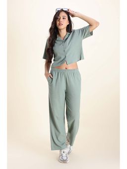 Zivame - Knit Cotton Pyjama and Shirt - Iceberg Green