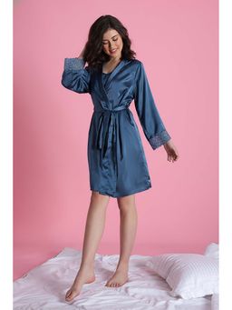 Zivame - Satin Sleep Robe Set - Lyons Blue