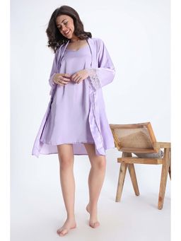 Zivame - Satin Sleep Robe Set - Purple Heat