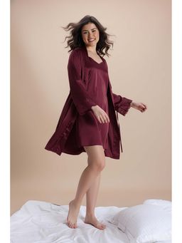 Zivame - Satin Sleep Robe Set - Tawny Port