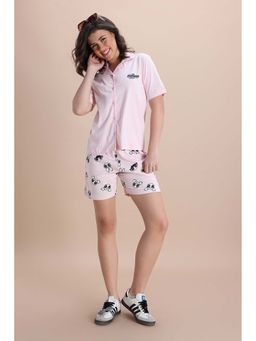 Zivame - Knit Cotton Shirt and Shorts - Barely Pink