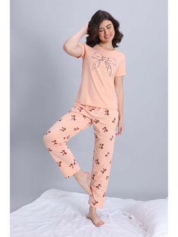 Zivame - Knit Cotton Pyjama and T-shirt - Peach Whip
