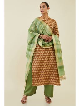 Soch - Women Brown Chanderi Woven Dress Material (Set of 3)