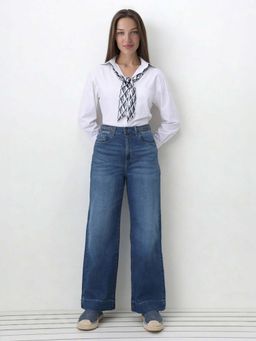 U.S. POLO ASSN. - Blue High Rise Wide Leg Fit Jeans