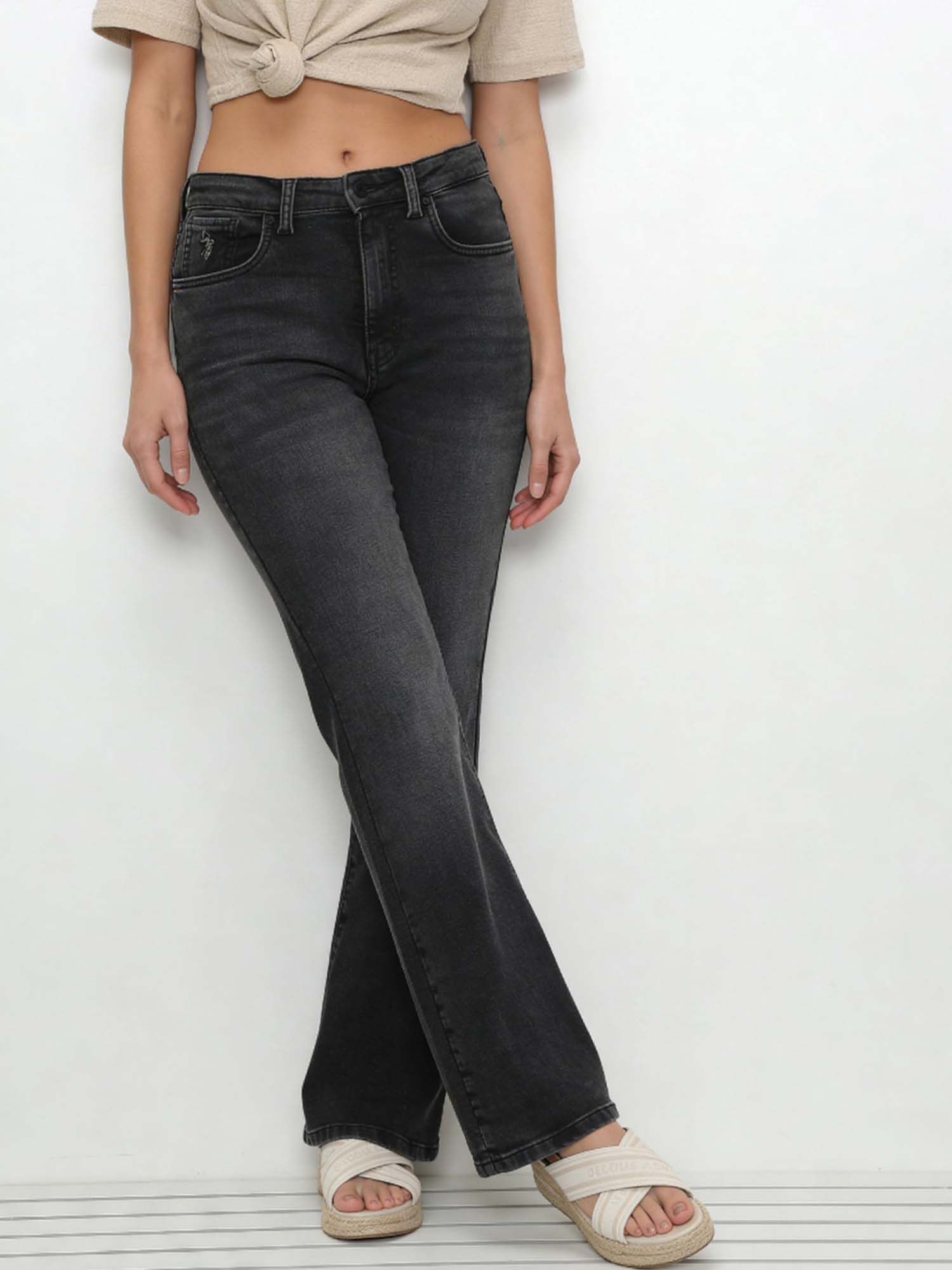 Grey High Rise Bootcut Jeans-picture-42