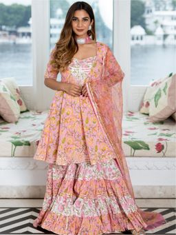 Lavanya The Label - Cotton Printed Flared Kurta And Kurta (Set of 3)