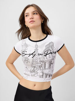 The Souled Store - White Official Emily In Paris Parisian Chic Women Crop Top