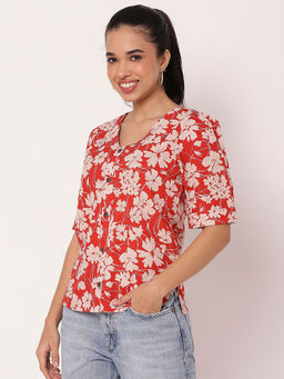 Moomaya - Red Printed Top for Women