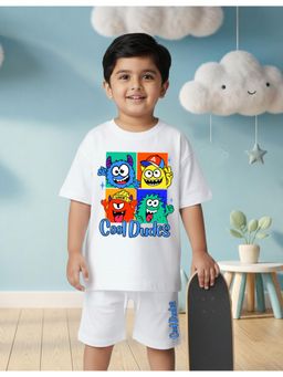 Nusyl - Boy White Graphic Printed Co-Ord Set