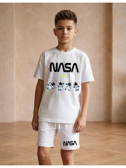 Nusyl - Boy White Astronaut Graphic Printed Co-Ord Set
