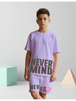 Nusyl - Boy Purple Never Mind Text Printed Co-Ord Set