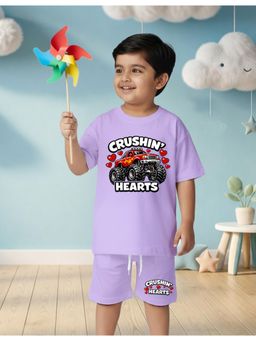 Nusyl - Boy Purple Monster Truck Graphic Printed Co-Ord Set