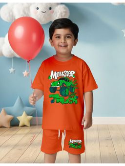 Nusyl - Boy Orange Truck Graphic Printed Co-Ord Set
