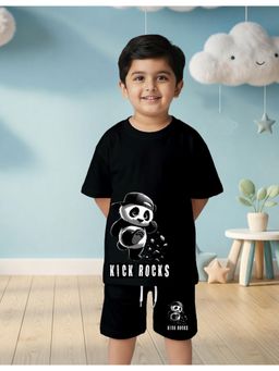 Nusyl - Boy Black Panda Graphic Printed Co-Ord Set