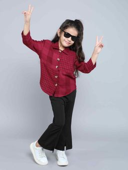 Taffy - Oversize Check Shirt with Solid Pant (Set of 2)