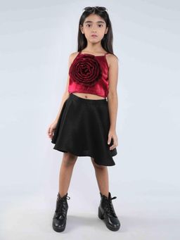 Taffy - Organza Rose Party Crop Top and Skirt (Set of 2)