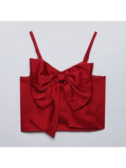 Taffy - Satin Bow Detailed Singlet Party Crop Top