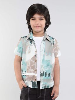 Taffy - Abstract Printed Half Sleeves Shirt with Attached T-Shirt