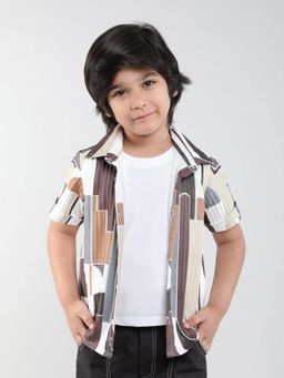 Taffy - Geometric Printed Half Sleeves Shirt with Attached T-Shirt