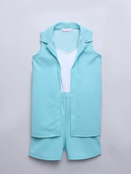 Taffy - Color-Block Singlet Playsuit with Sleeveless Jacket (Set of 2)