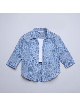 Taffy - Abstract Printed Oversized Shirt with Crop Top (Set of 2)