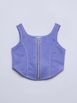 Taffy - Suede Sleeveless Stitch Crop Top