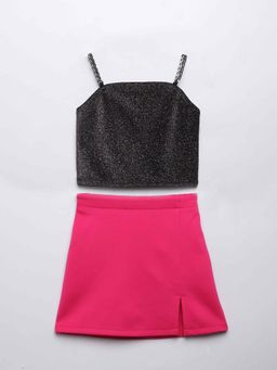 Taffy - Chain Strap Detail Party Top and Skirt (Set of 2)