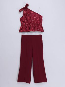 Taffy - Sleeveless Printed Peplum Crop Top and Pant (Set of 2)