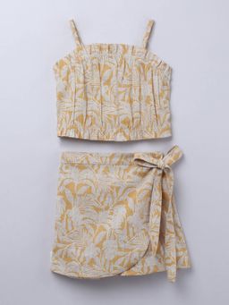 Taffy - 100% Cotton Tropical Printed Crop Top and Skort (Set of 2)