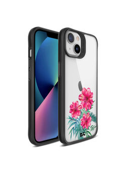 DailyObjects - Clear Hibiscus Black Hybrid Clear Case Cover for iPhone 13 Mini 5.4 inch