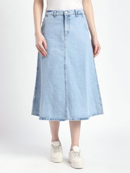 R&B - Blue Solid Regular Women Skirt