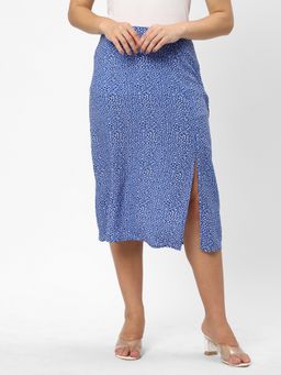 R&B - Blue Printed Regular Women Skirt