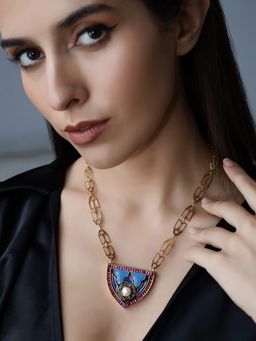 Shaze - Insignia 18K Yellow Gold Plated Talian Crafted Pendant Necklace (L)