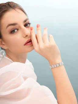 Shaze - Evernova Silver Plated & Stone Studded Bracelet (7)