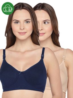 Inner Sense - Multi-Color Organic Cotton Comfortable Solid Maternity Bra (Pack of 2)