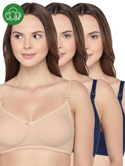 Inner Sense - Multi-Color Organic Cotton Comfortable Solid Maternity Bra (Pack of 3)